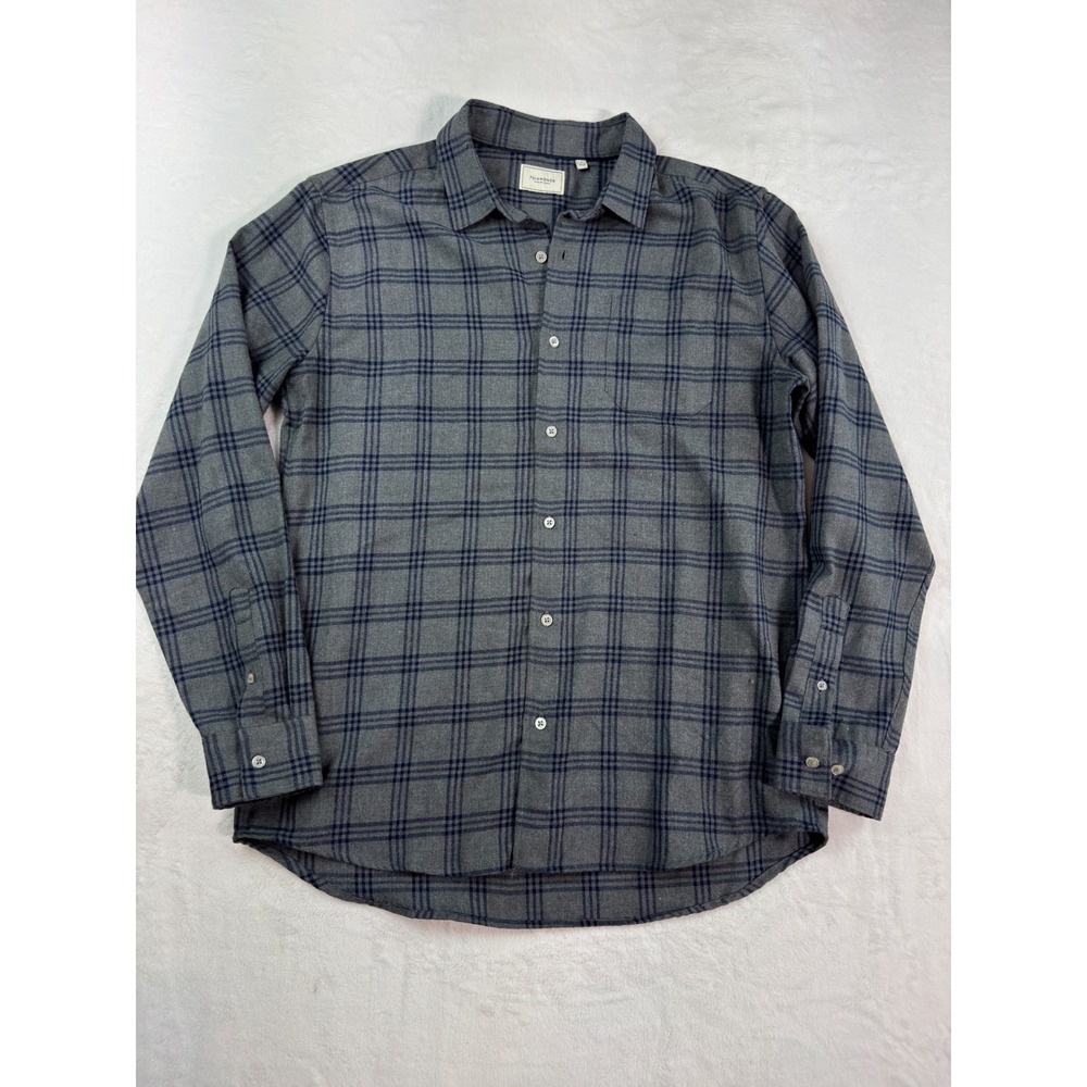 7Diamonds Kaine Grey Blue Plaid Flannel Button Down Shirt Mens Medium SMKF-1294